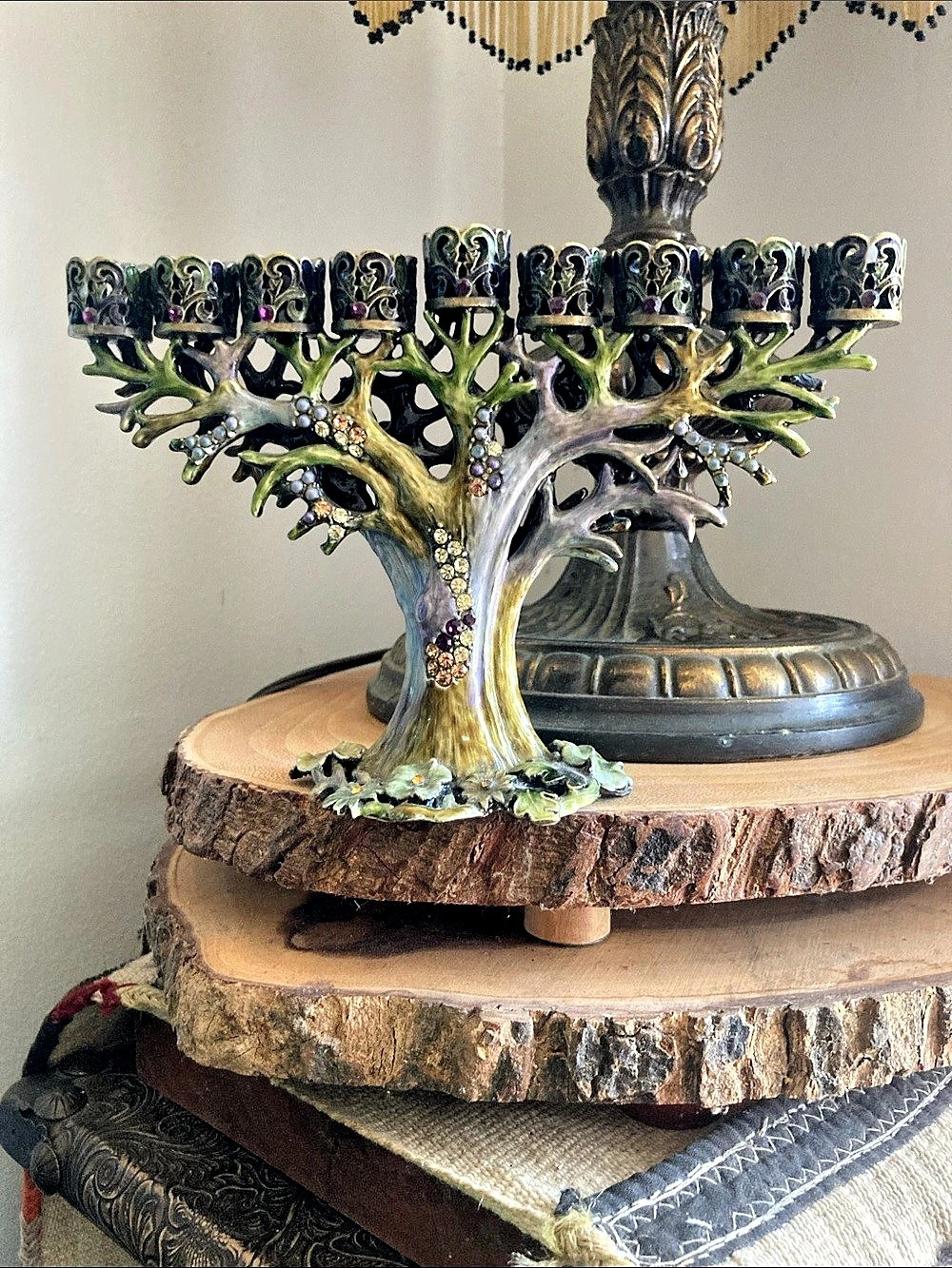 Michael Aram Tree of Life Menorah in Green & Gold